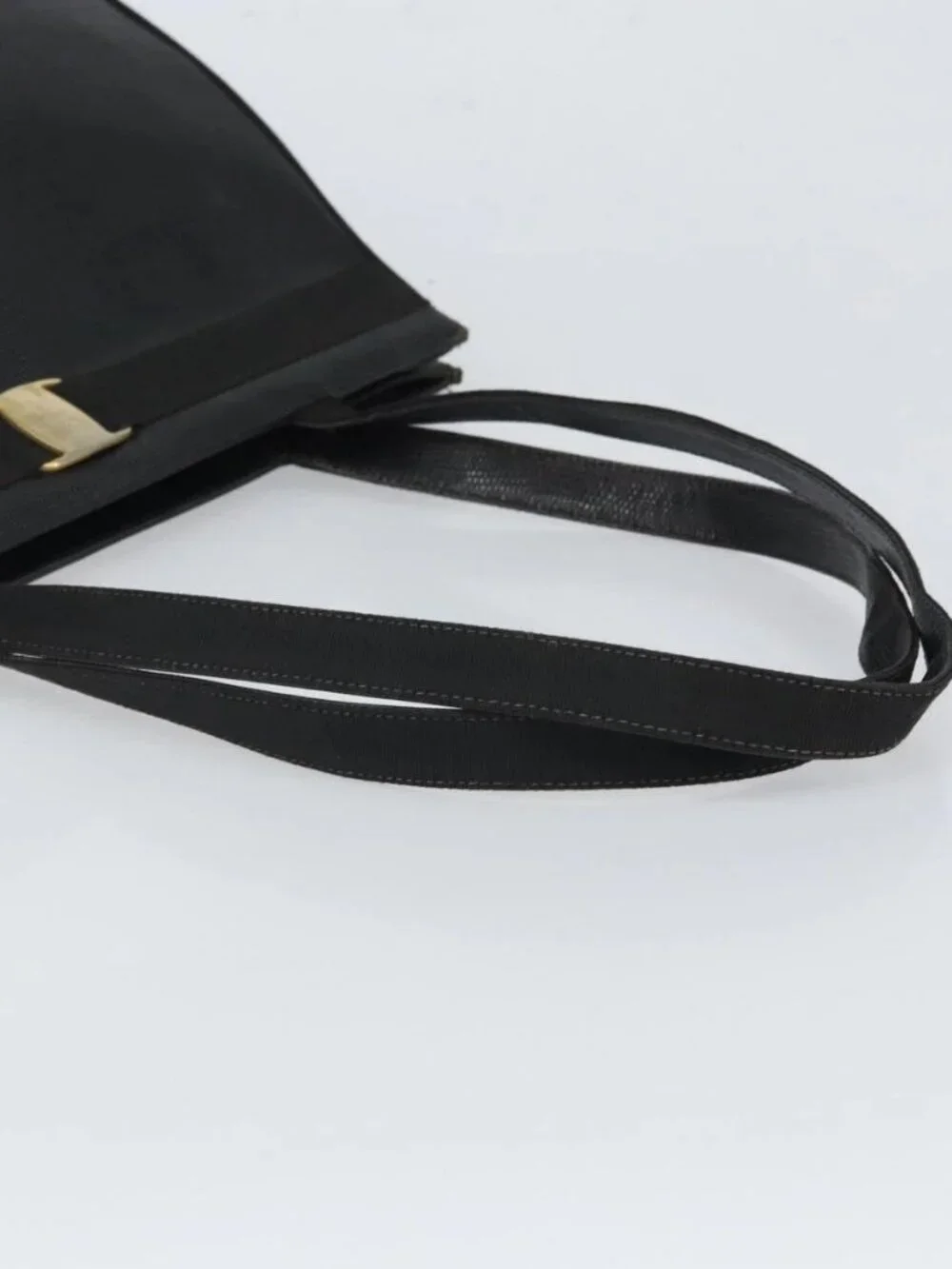 Salvatore Ferragamo Tote Bag Leather Black Gold Auth SW1922